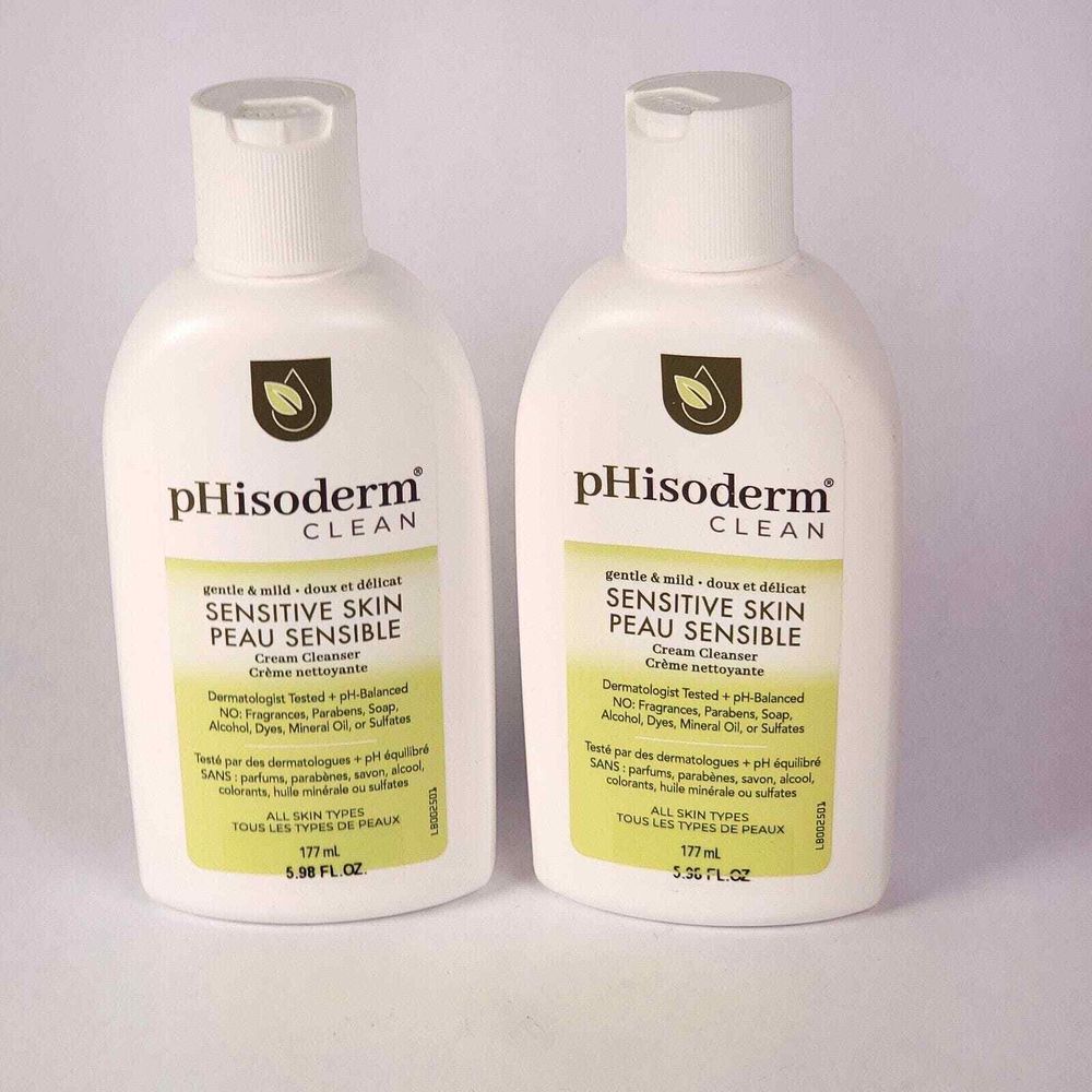 2 Phisoderm Sensitive Skin‎ Cream Cleanser Fragrance Free Gentle Mild 6oz